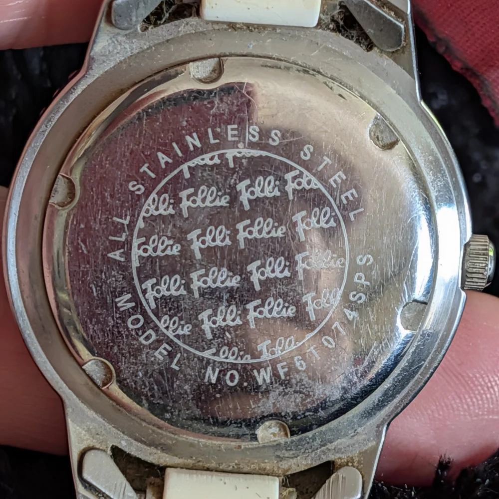Folli Follie Vintage White Rubber-Link Watch with Colorful Dial